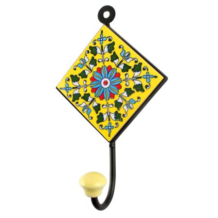 Sunflower Ceramic Tile Hook in Turquoise